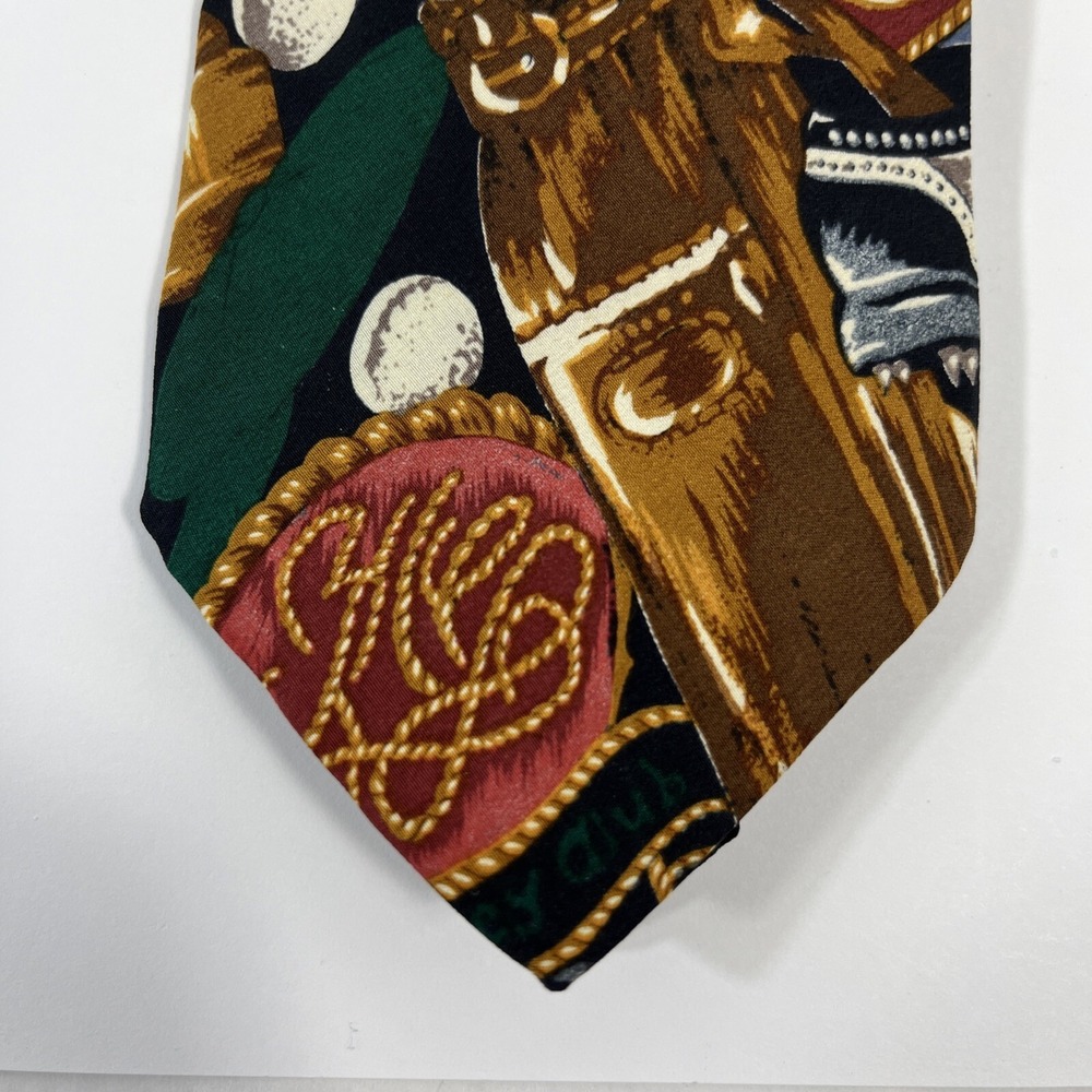 Roffe' Mens Tie 3.5 in W x L 56 in Silk White Green Brown Red